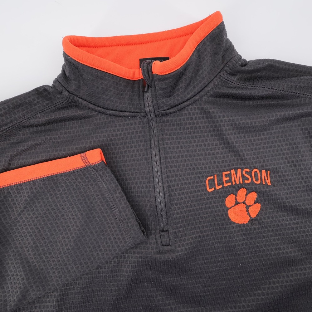 Colosseum Clemson Tigers Quarter Zip Pullover Grey Long Sleeve Mens XL Shirt